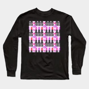 Watercolor pattern - lipstick and kisses Long Sleeve T-Shirt